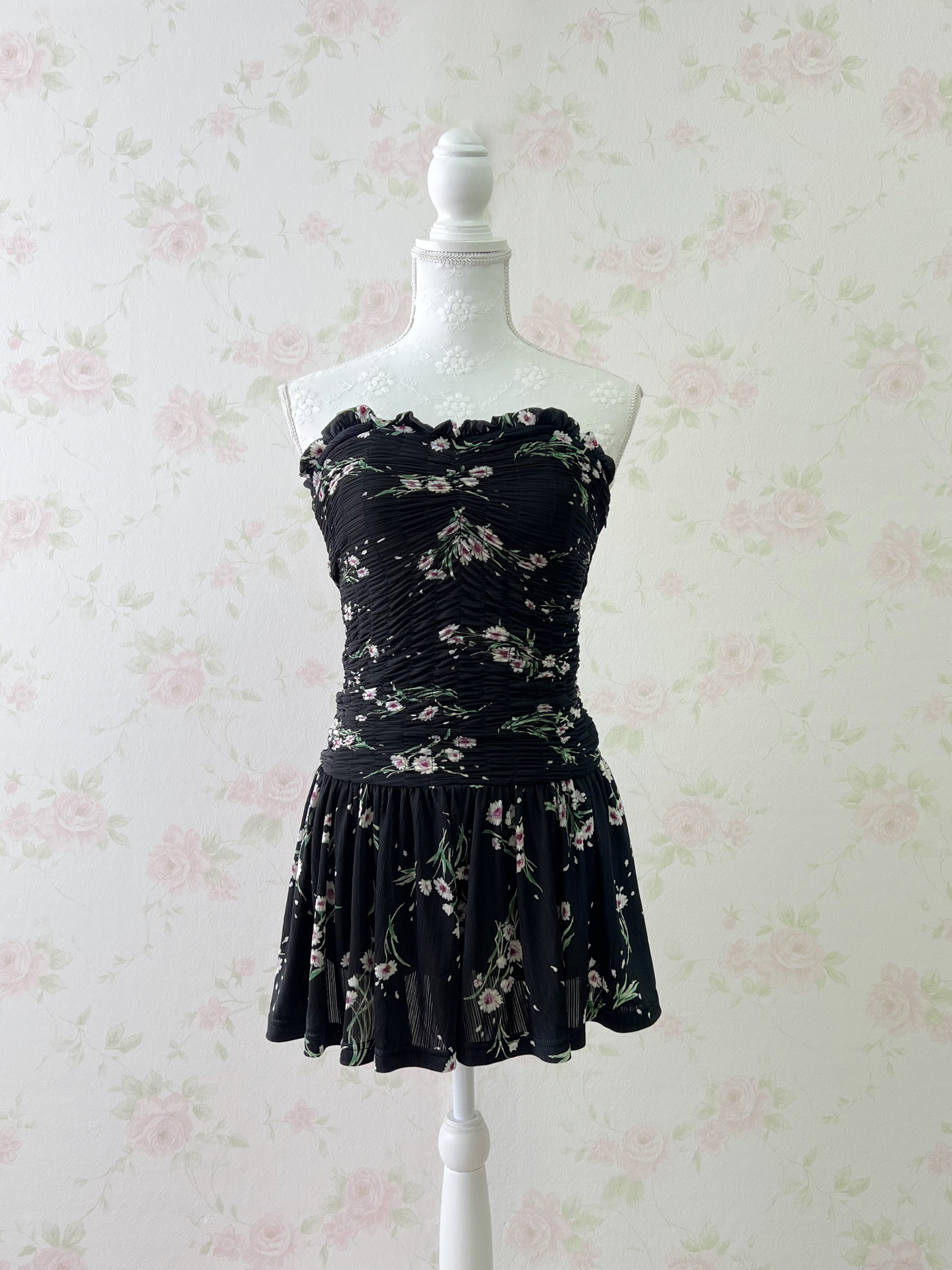 Snidel Floral Flare Bare Top Dress