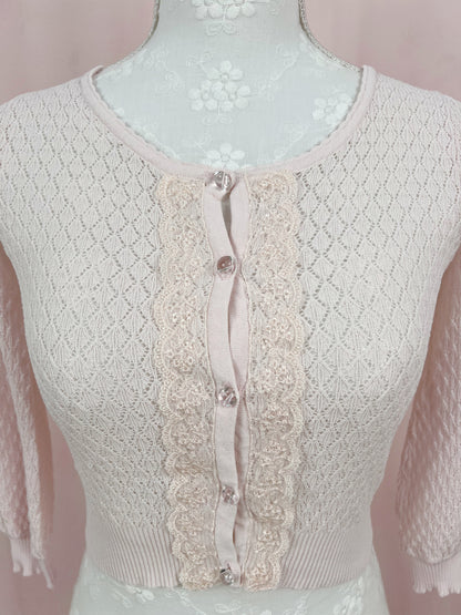 la Bala Crystal Button Cardigan (Baby Pink)