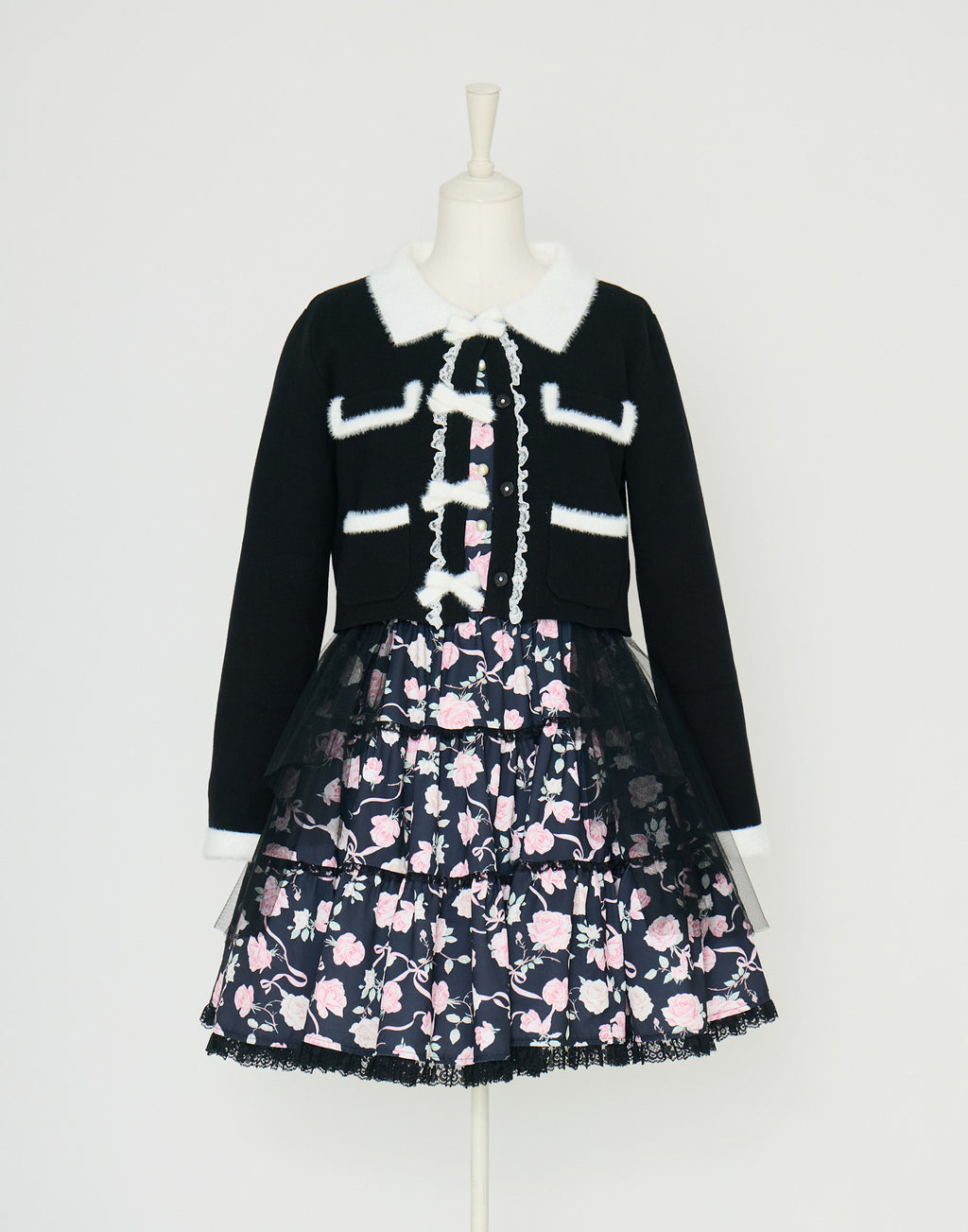 mellfy memory Ribbon melody bicolor cardigan