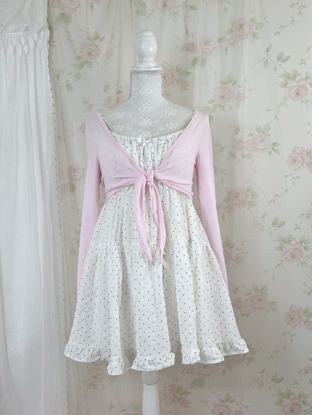 Front Tie Cardigan (Pink)