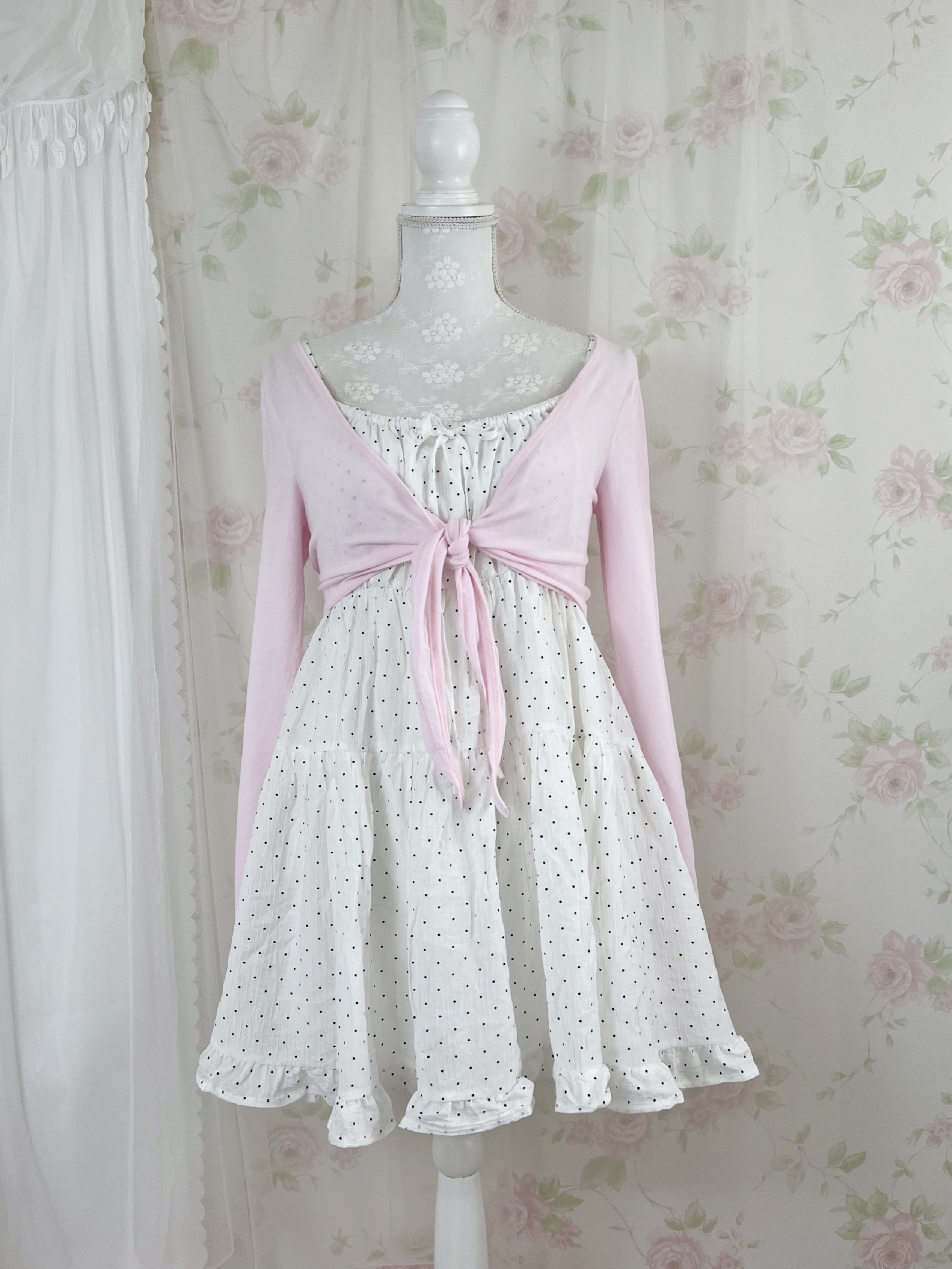 Front Tie Cardigan (Pink)