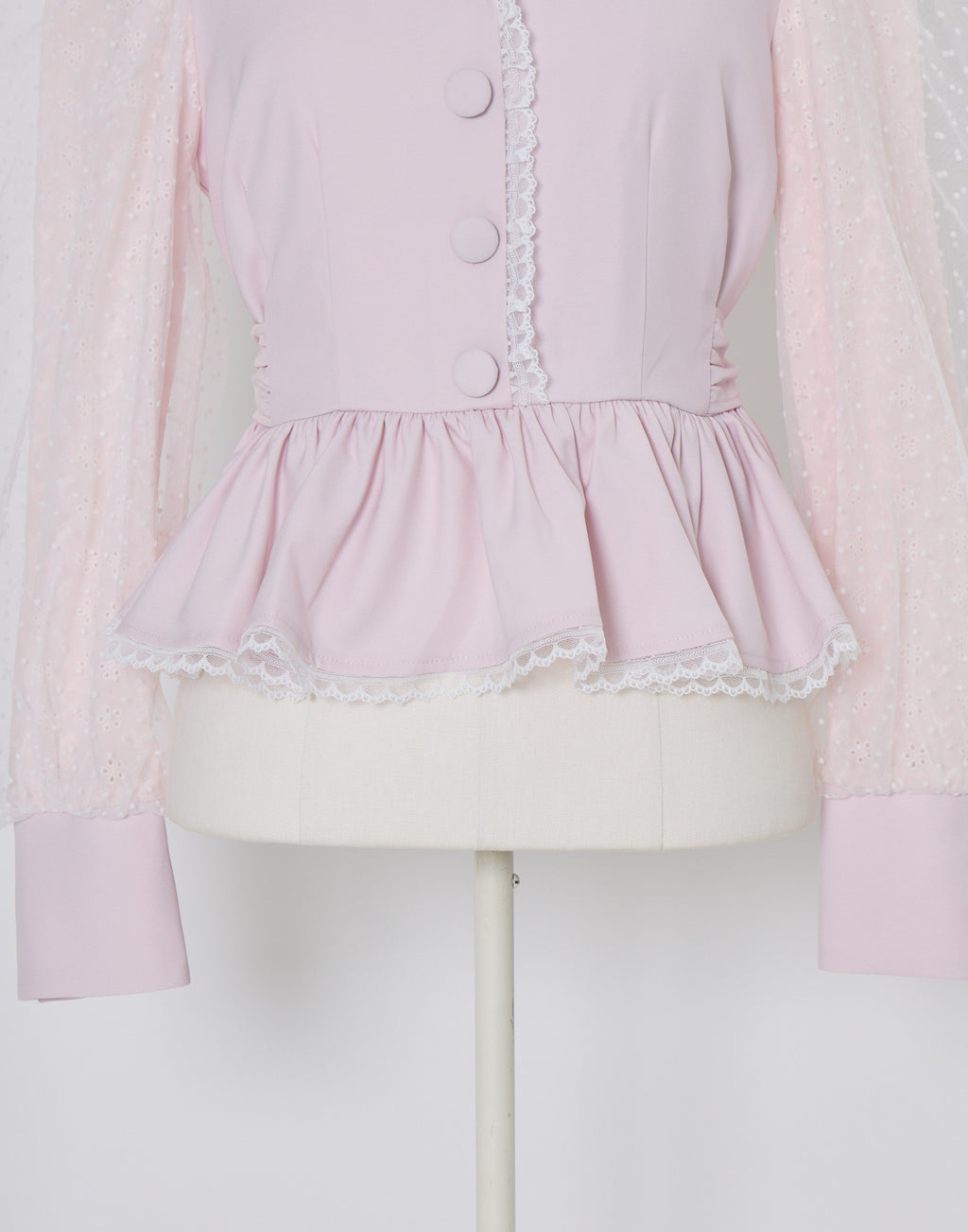 mellfy memory Sugar Lace Puff peplum Blouse
