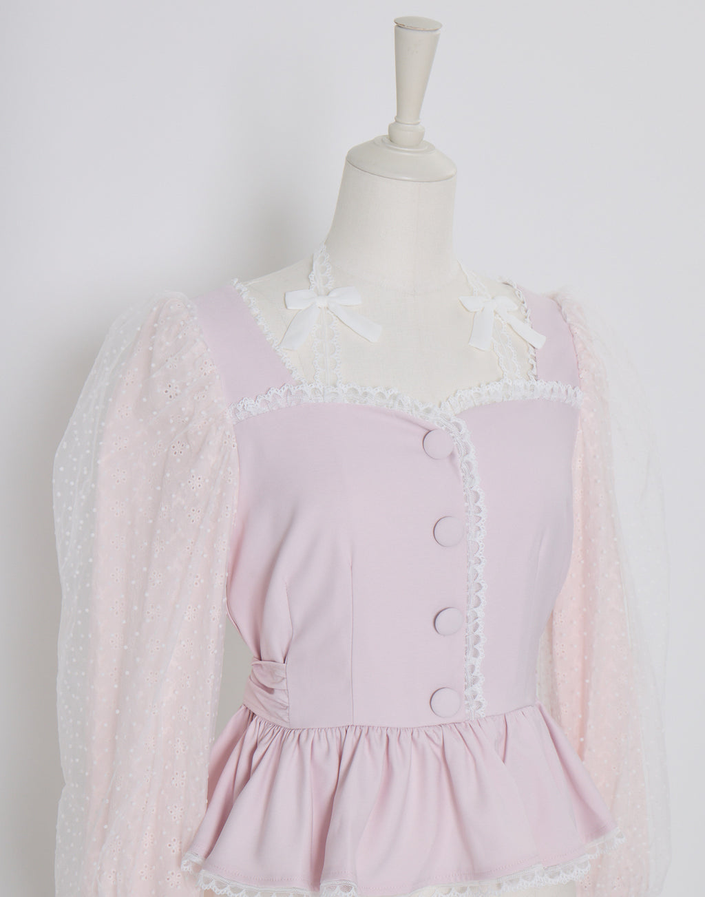 mellfy memory Sugar Lace Puff peplum Blouse