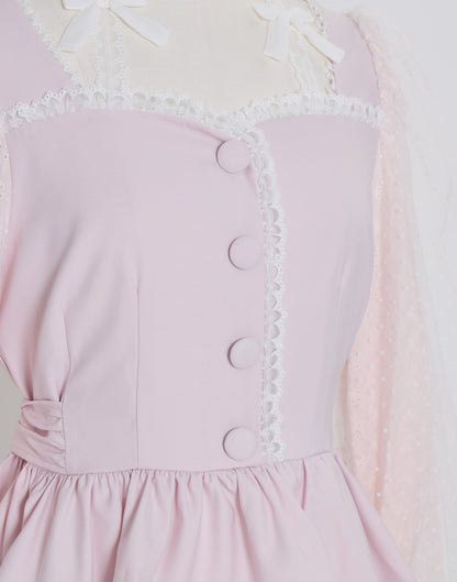 (Pre-order) mellfy memory Sugar Lace Puff peplum Blouse