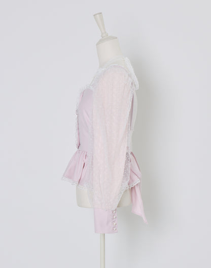(Pre-order) mellfy memory Sugar Lace Puff peplum Blouse