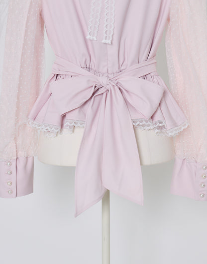 (Pre-order) mellfy memory Sugar Lace Puff peplum Blouse