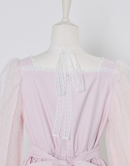 (Pre-order) mellfy memory Sugar Lace Puff peplum Blouse