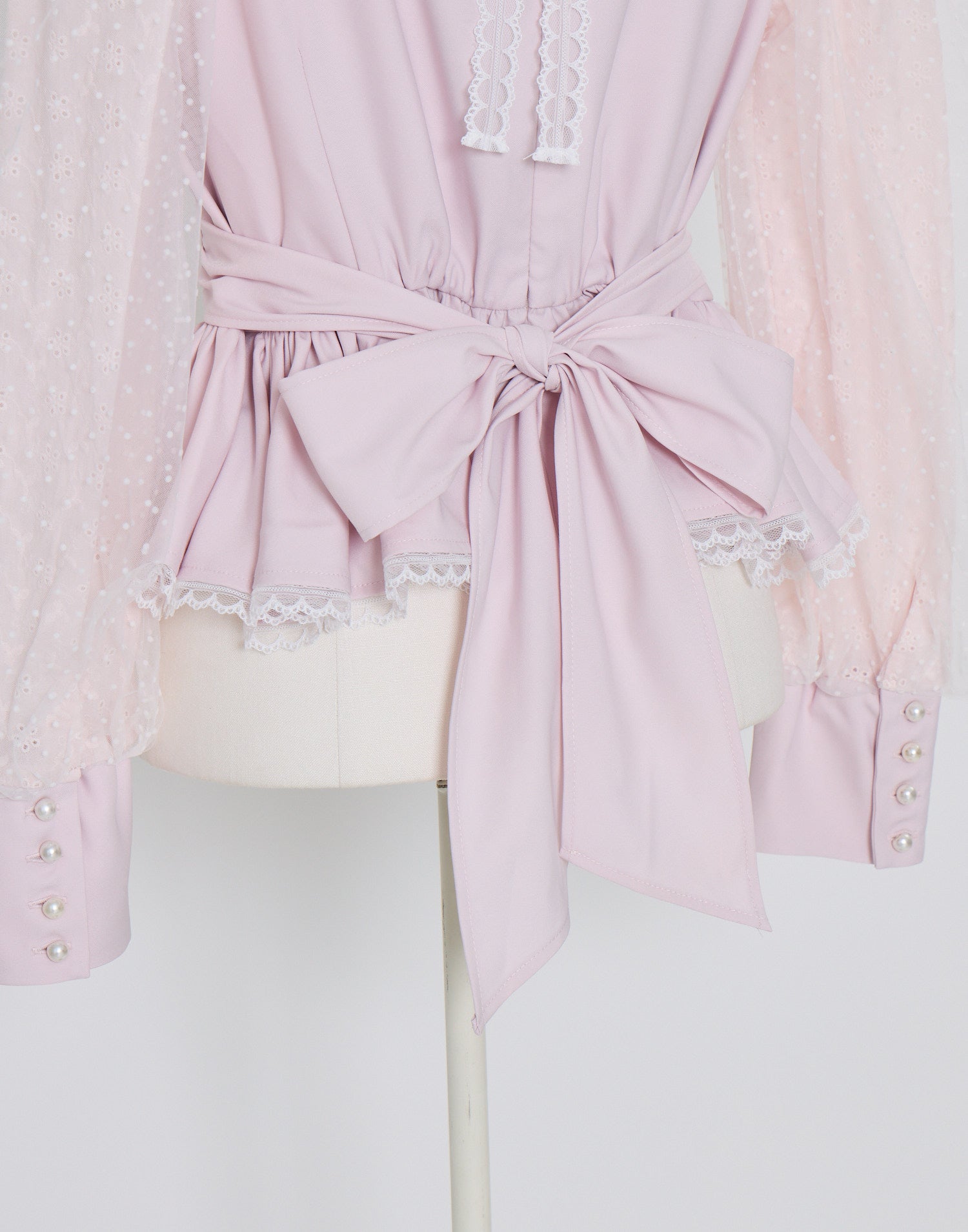 mellfy memory Sugar Lace Puff peplum Blouse
