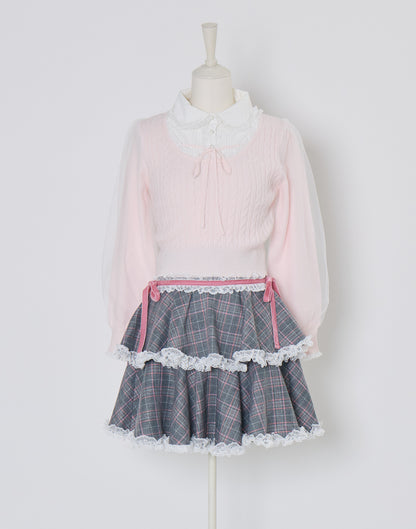 (Pre-order) mellfy memory Girls Cable Knit Blouse Top
