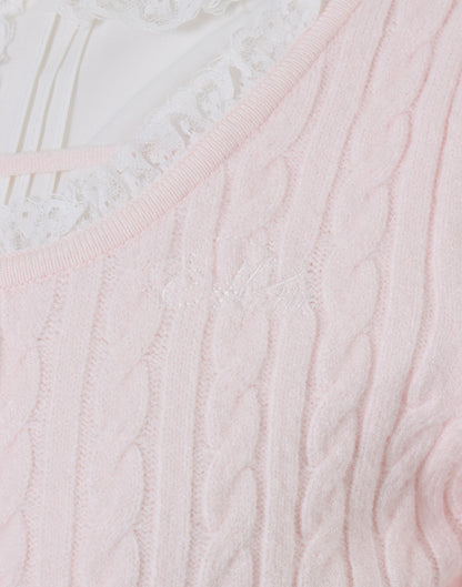 (Pre-order) mellfy memory Girls Cable Knit Blouse Top