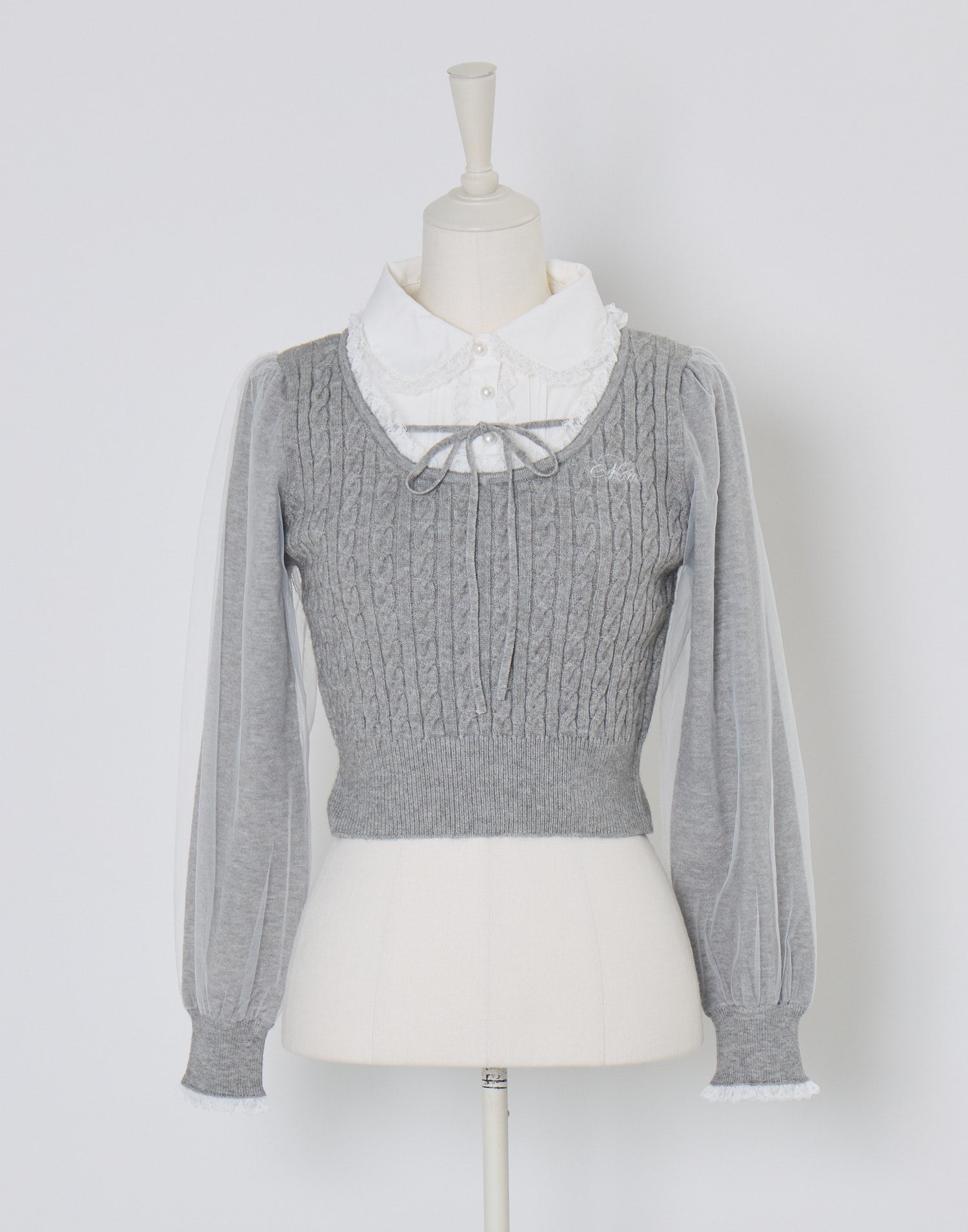 mellfy memory Girls Cable Knit Blouse Top