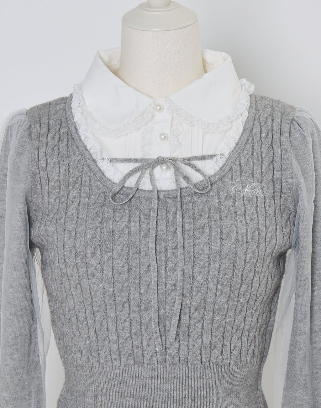 mellfy memory Girls Cable Knit Blouse Top