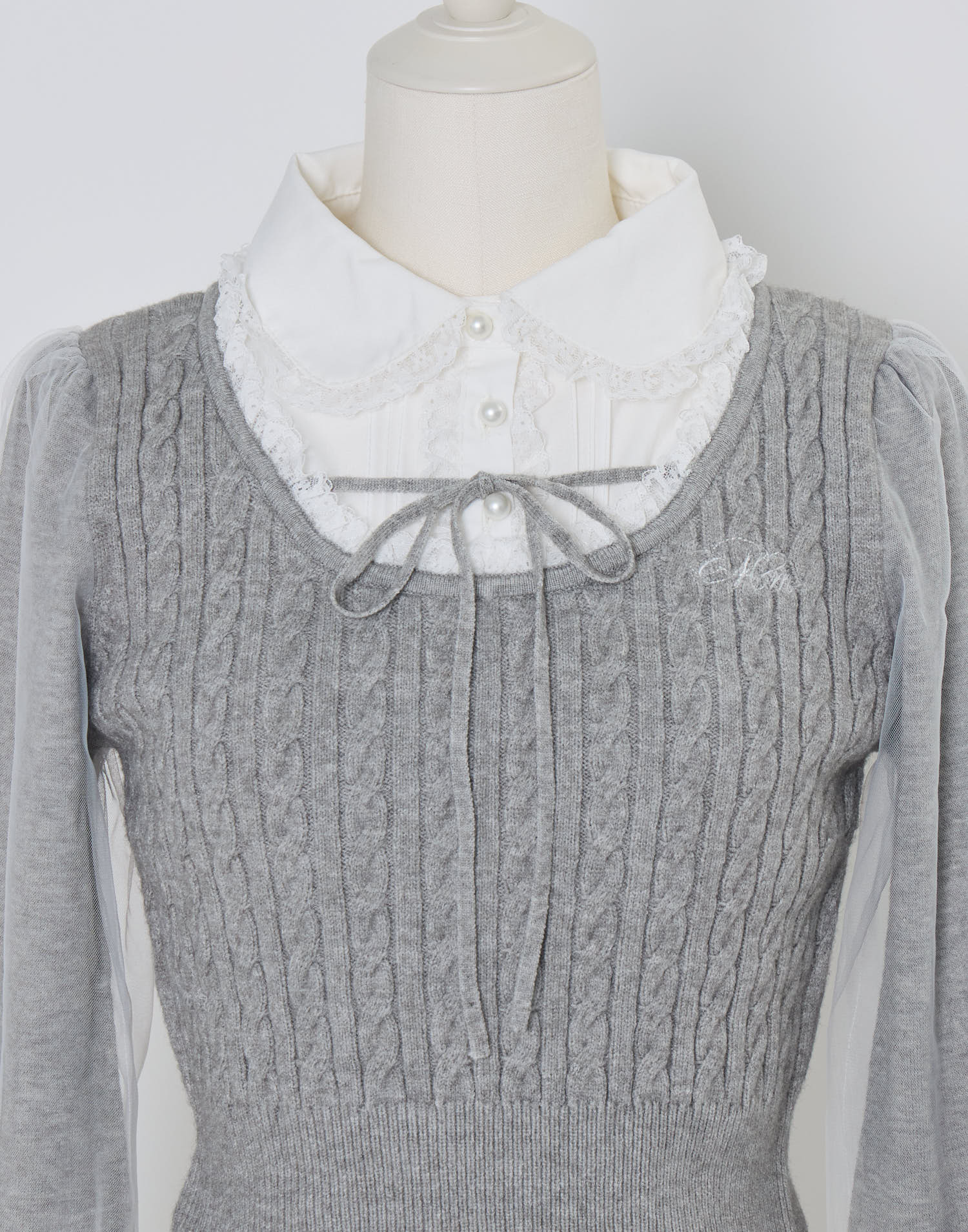 mellfy memory Girls Cable Knit Blouse Top