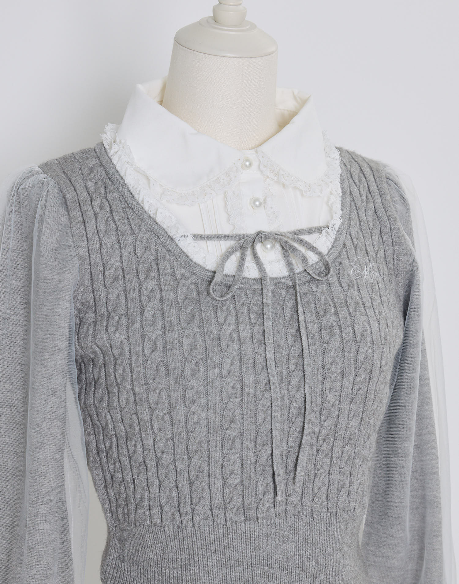 mellfy memory Girls Cable Knit Blouse Top