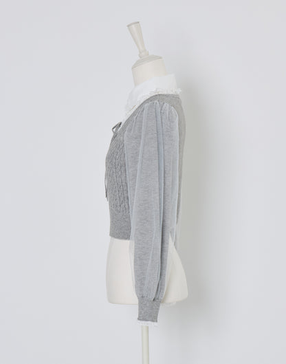 (Pre-order) mellfy memory Girls Cable Knit Blouse Top