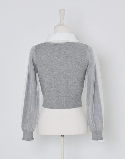 (Pre-order) mellfy memory Girls Cable Knit Blouse Top