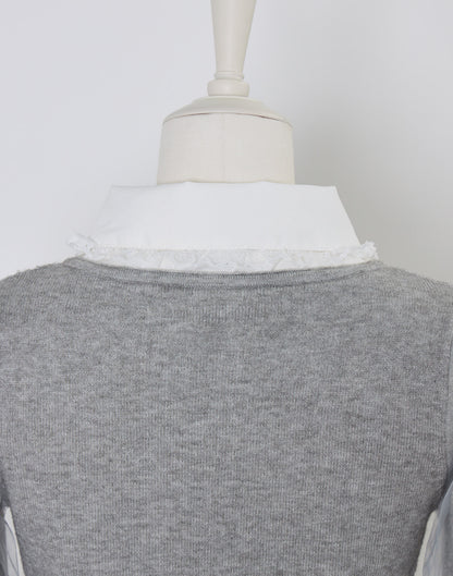 (Pre-order) mellfy memory Girls Cable Knit Blouse Top