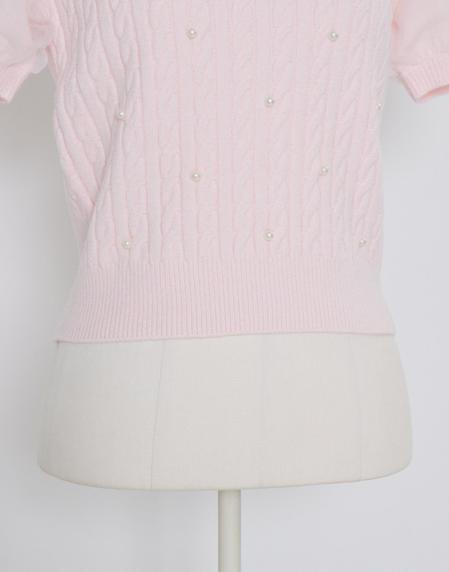 mellfy memory Pearl cable knit Lace arm warmer Knit Top