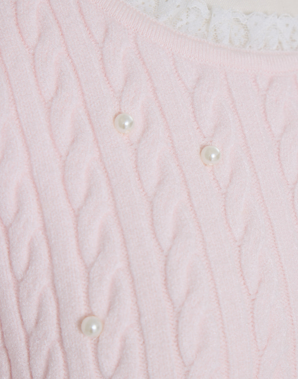 mellfy memory Pearl cable knit Lace arm warmer Knit Top