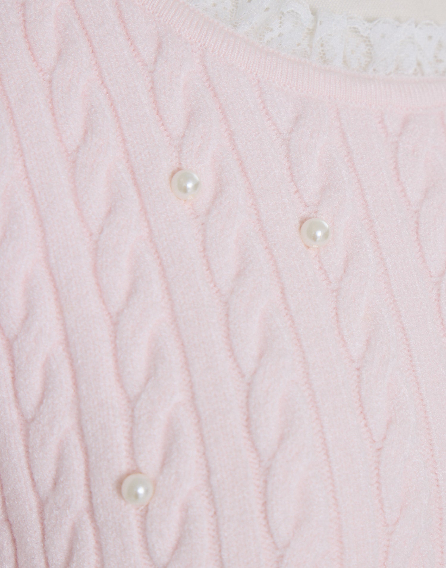 mellfy memory Pearl cable knit Lace arm warmer Knit Top