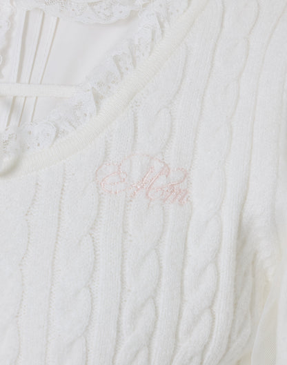 (Pre-order) mellfy memory Girls Cable Knit Blouse Top