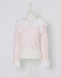 mellfy memory Ruffle and lace cuff ribbon Knit Top