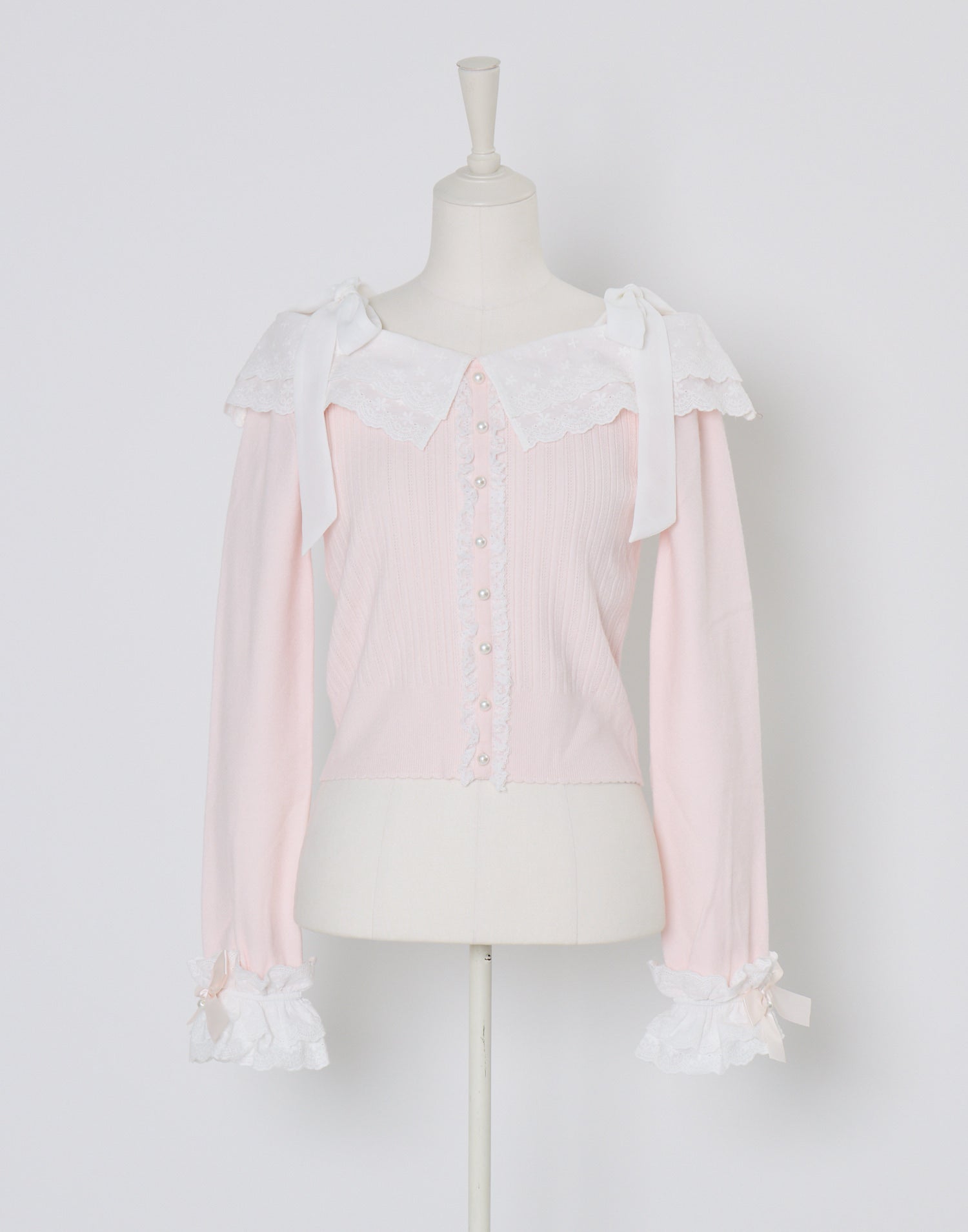 mellfy memory Ruffle and lace cuff ribbon Knit Top