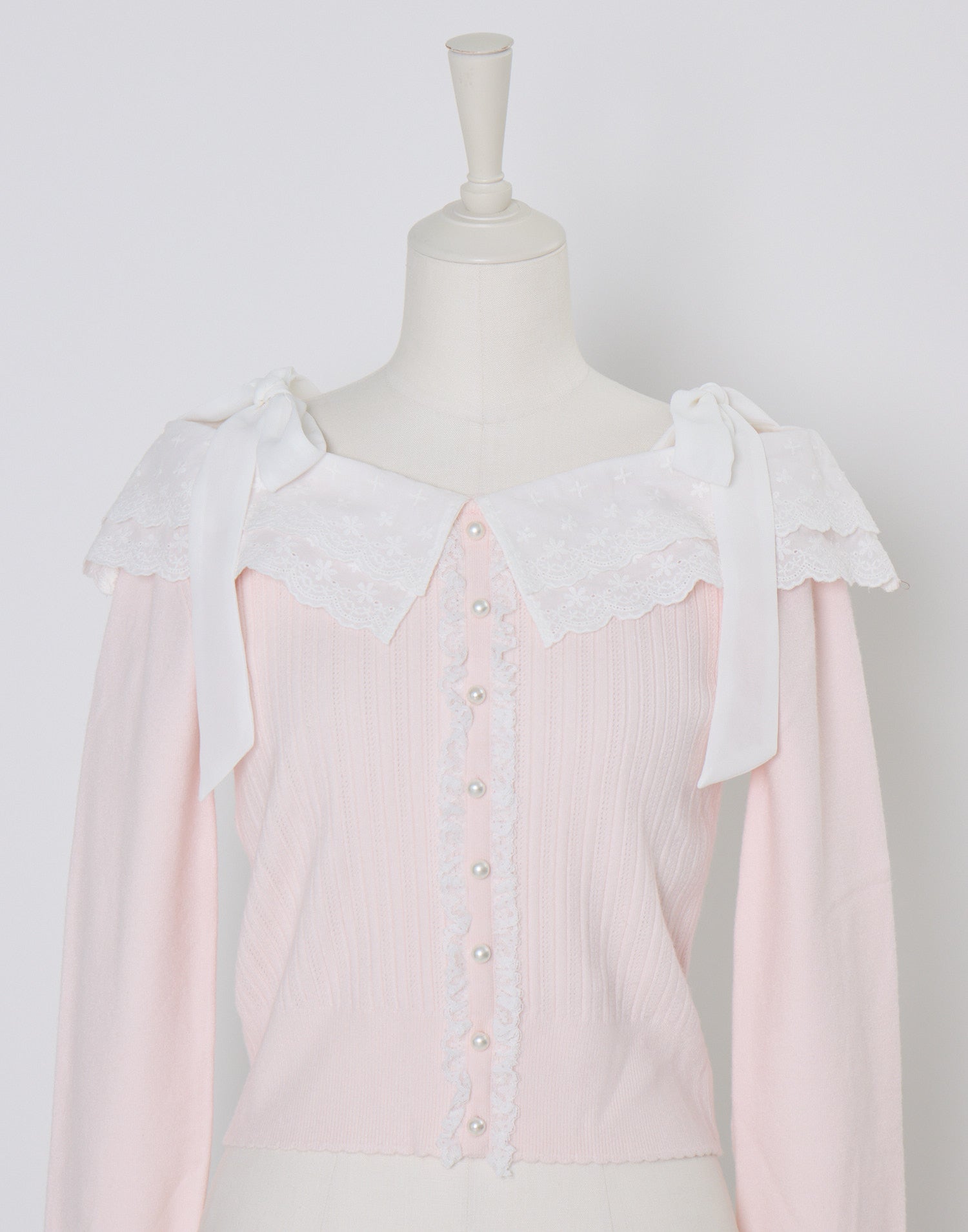 mellfy memory Ruffle and lace cuff ribbon Knit Top