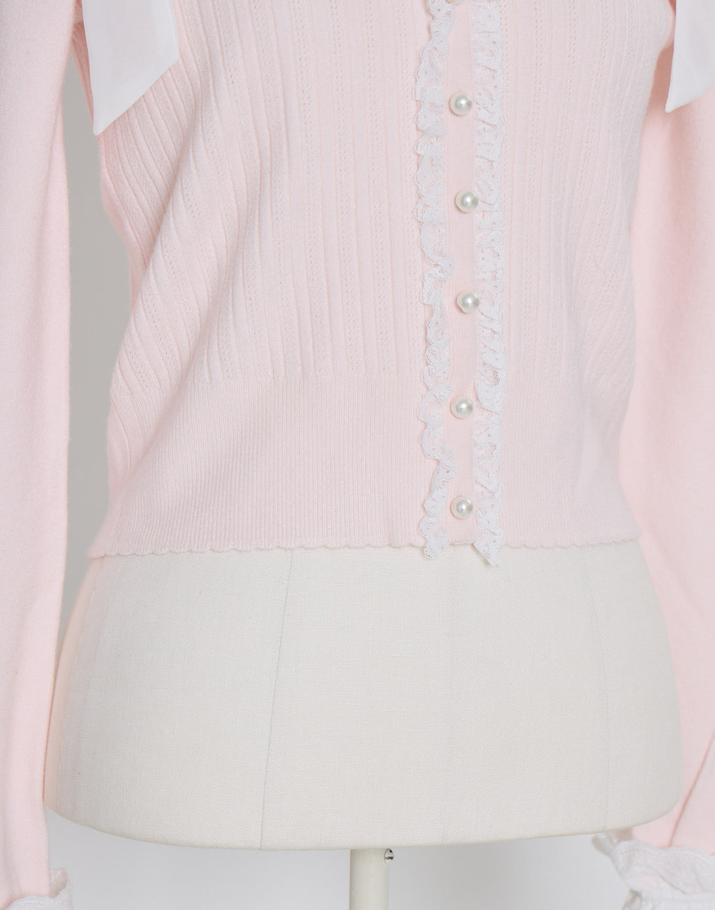 mellfy memory Ruffle and lace cuff ribbon Knit Top