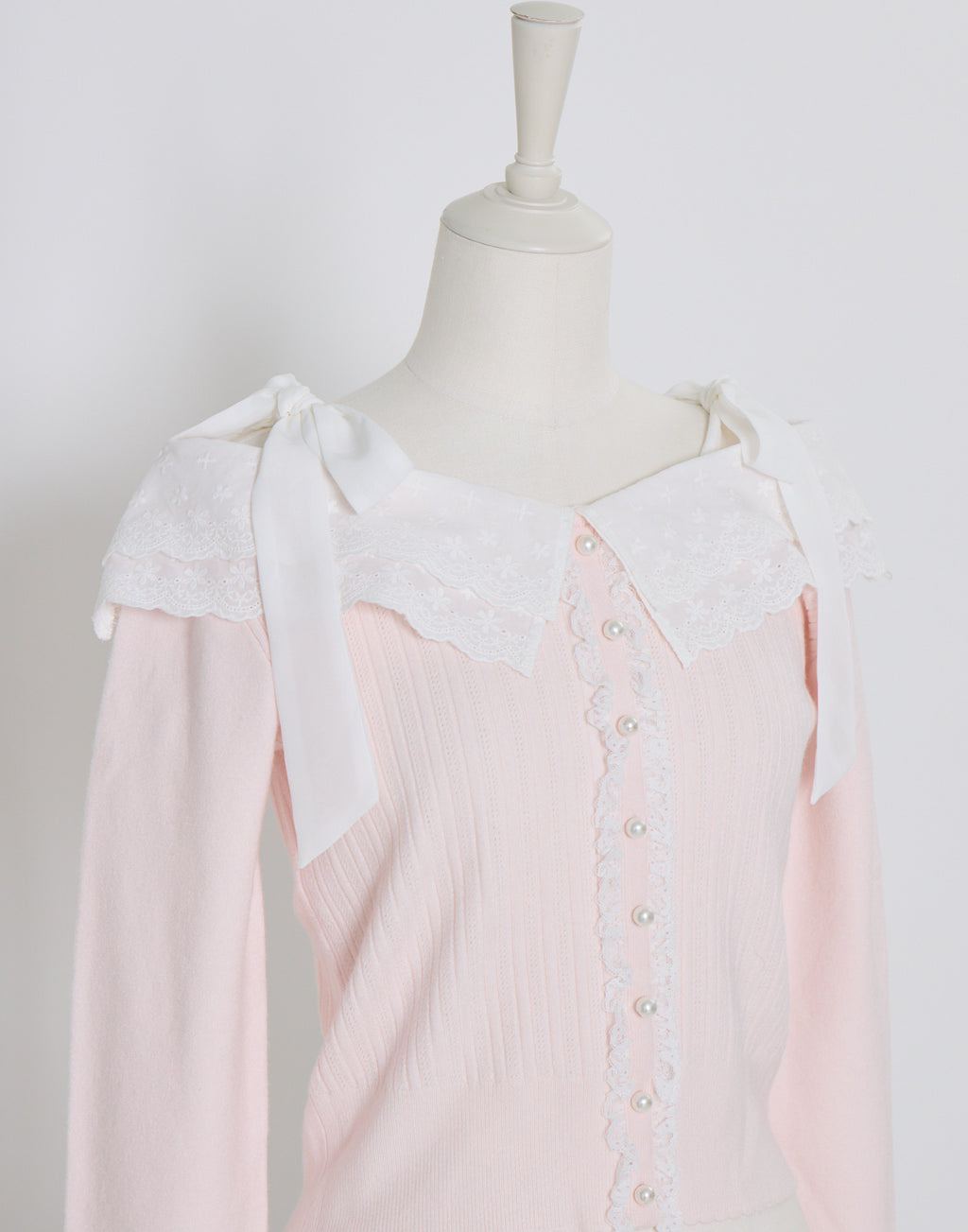mellfy memory Ruffle and lace cuff ribbon Knit Top