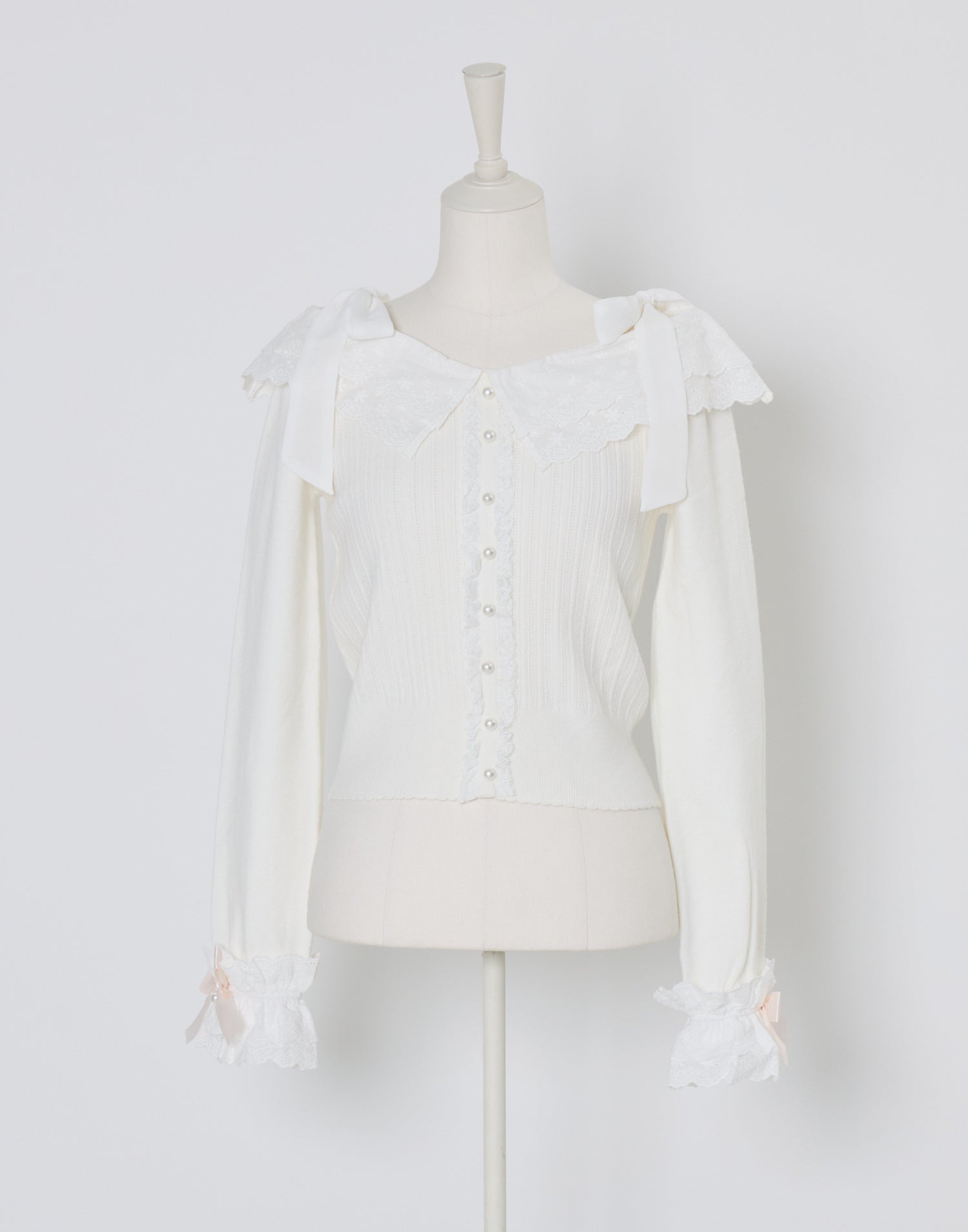 mellfy memory Ruffle and lace cuff ribbon Knit Top