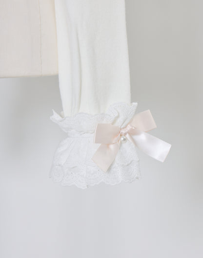 (Pre-order) mellfy memory Ruffle and lace cuff ribbon Knit Top