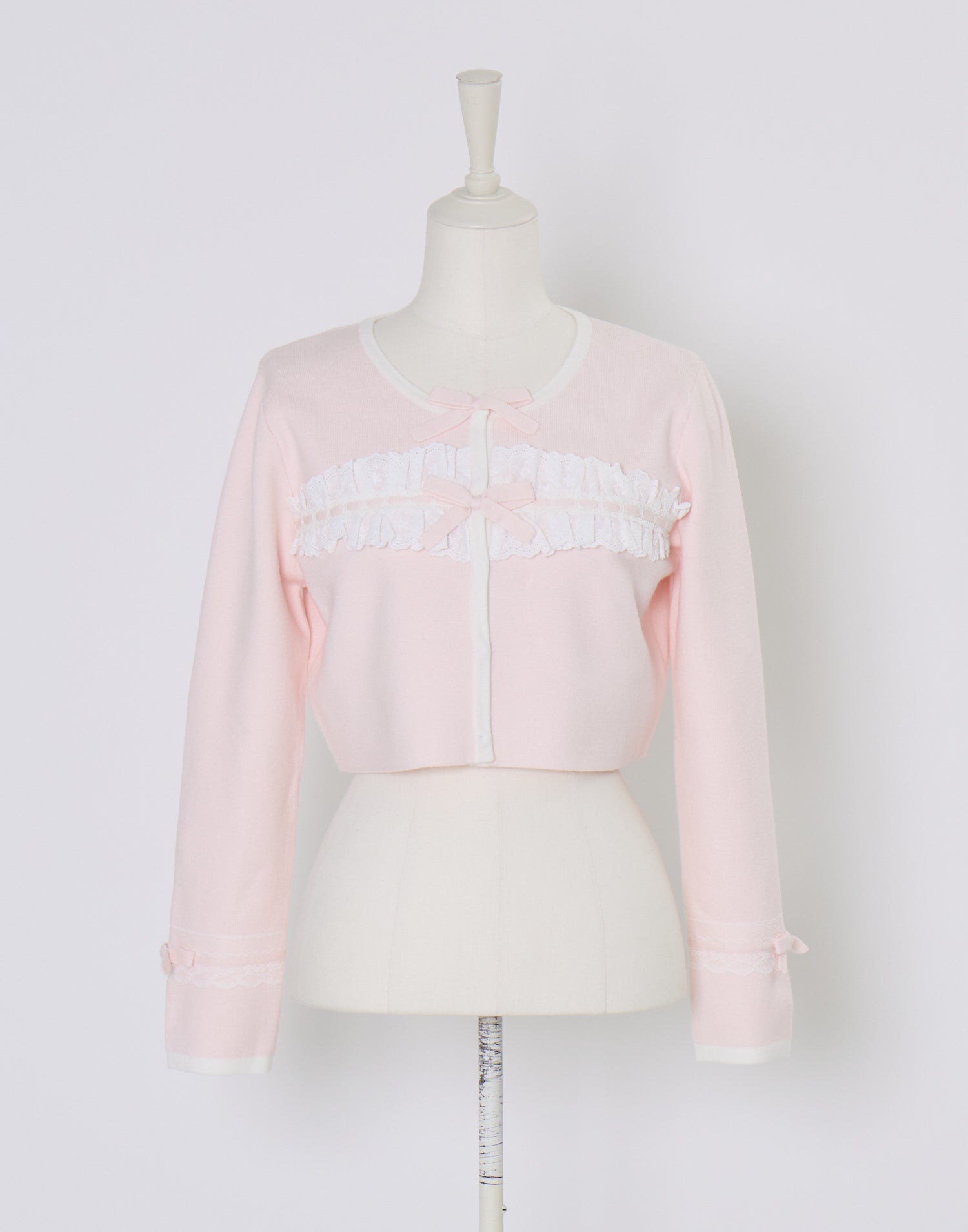 mellfy memory Cotton lace and ribbon bicolor Cardigan