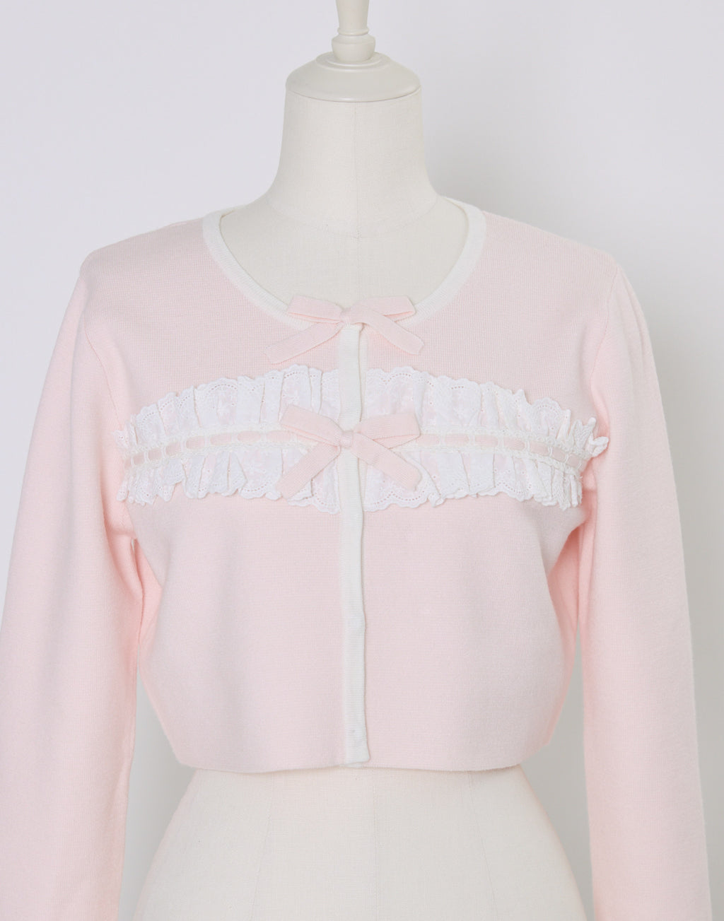 mellfy memory Cotton lace and ribbon bicolor Cardigan
