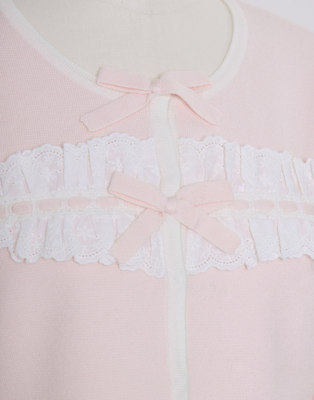 mellfy memory Cotton lace and ribbon bicolor Cardigan