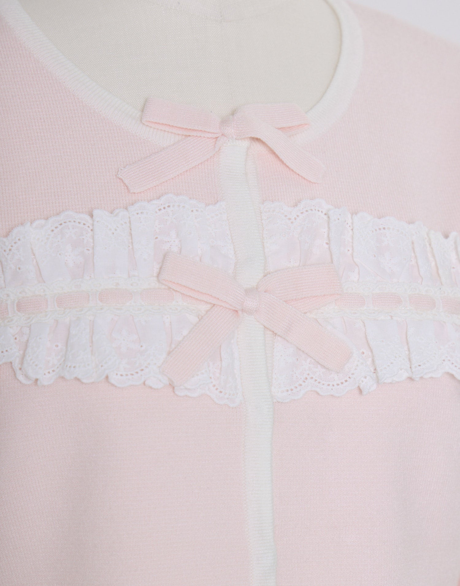 mellfy memory Cotton lace and ribbon bicolor Cardigan
