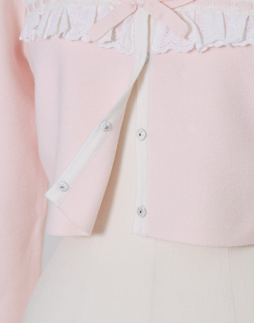 mellfy memory Cotton lace and ribbon bicolor Cardigan