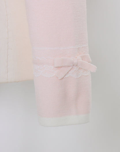 (Pre-order) mellfy memory Cotton lace and ribbon bicolor Cardigan
