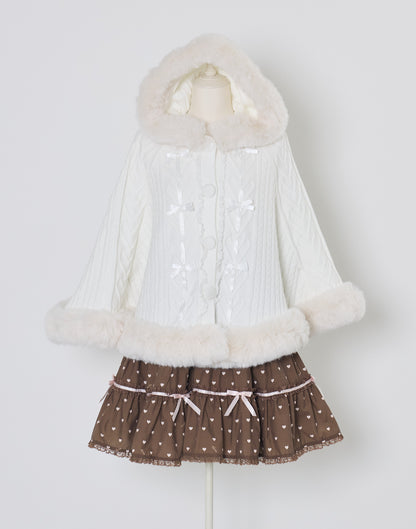 mellfy memory Fluffy Meringue Ribbon Poncho