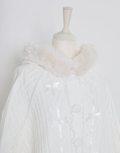 mellfy memory Fluffy Meringue Ribbon Poncho