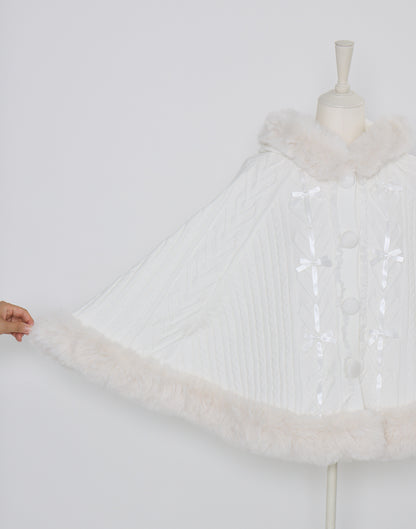 mellfy memory Fluffy Meringue Ribbon Poncho