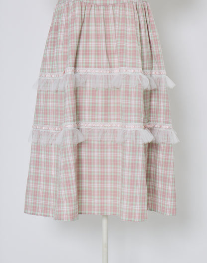 Lolime check puff sleeve dress