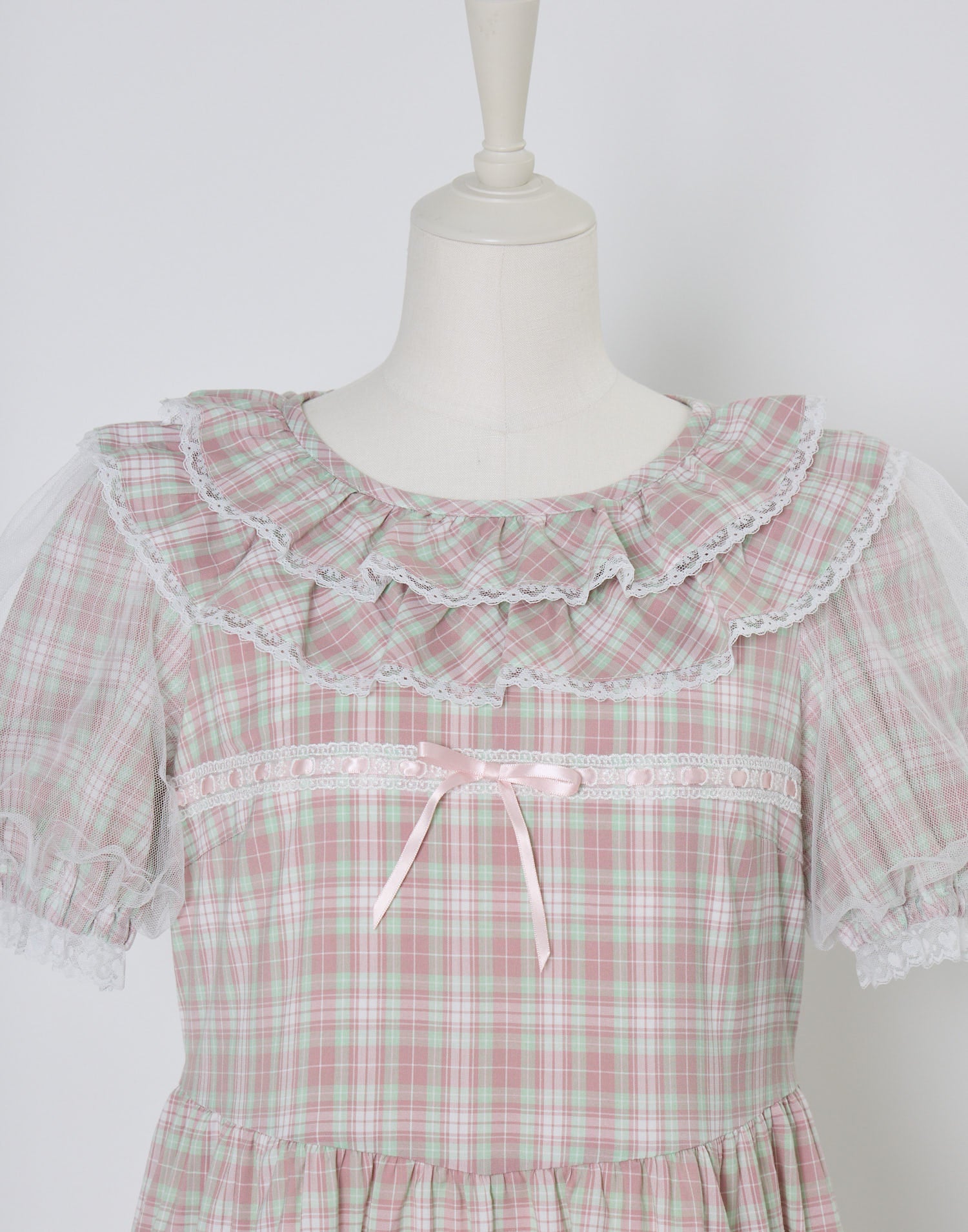 (Pre-order) Lolime check puff sleeve dress