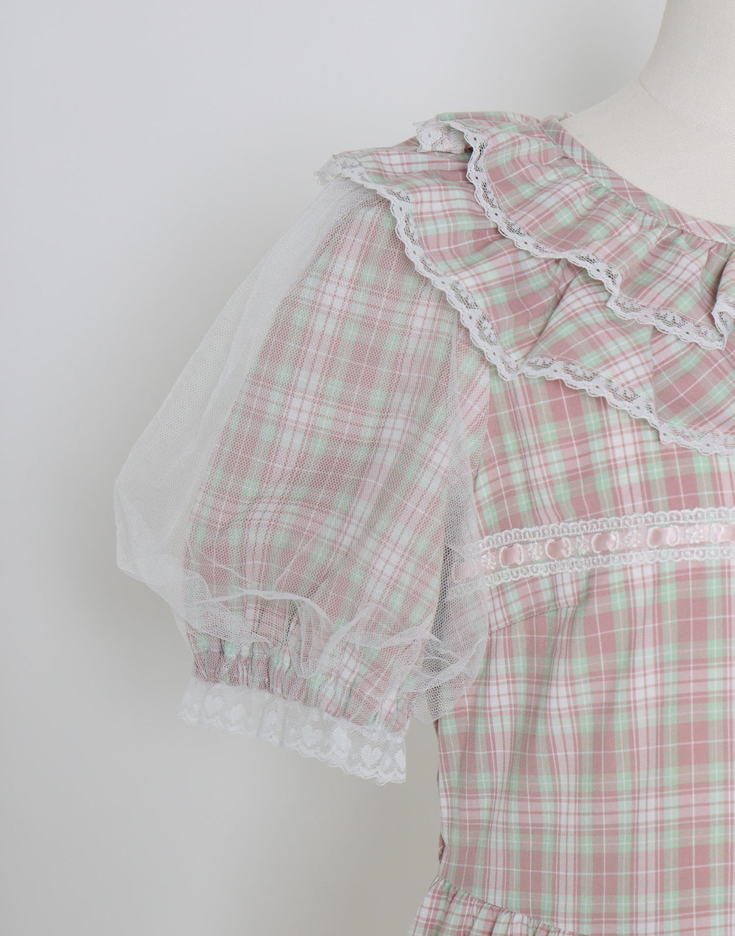 Lolime check puff sleeve dress