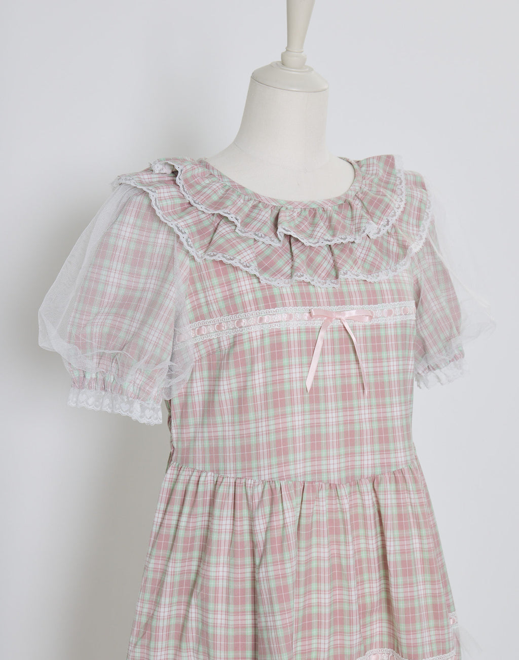 (Pre-order) Lolime check puff sleeve dress