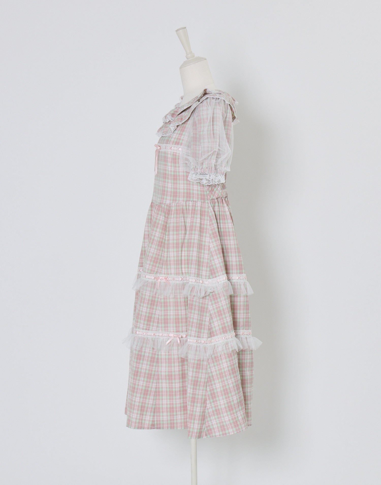 (Pre-order) Lolime check puff sleeve dress