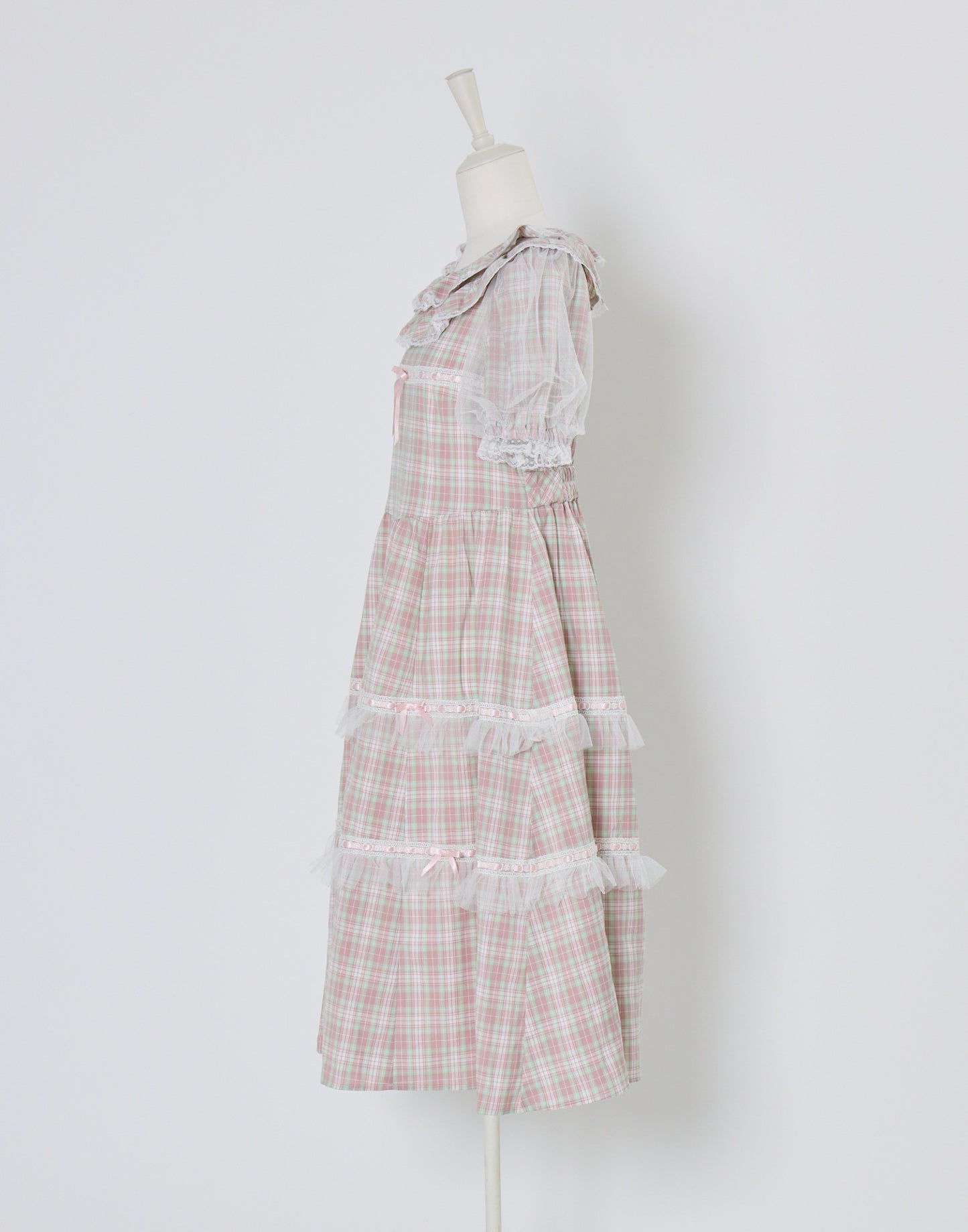 Lolime check puff sleeve dress