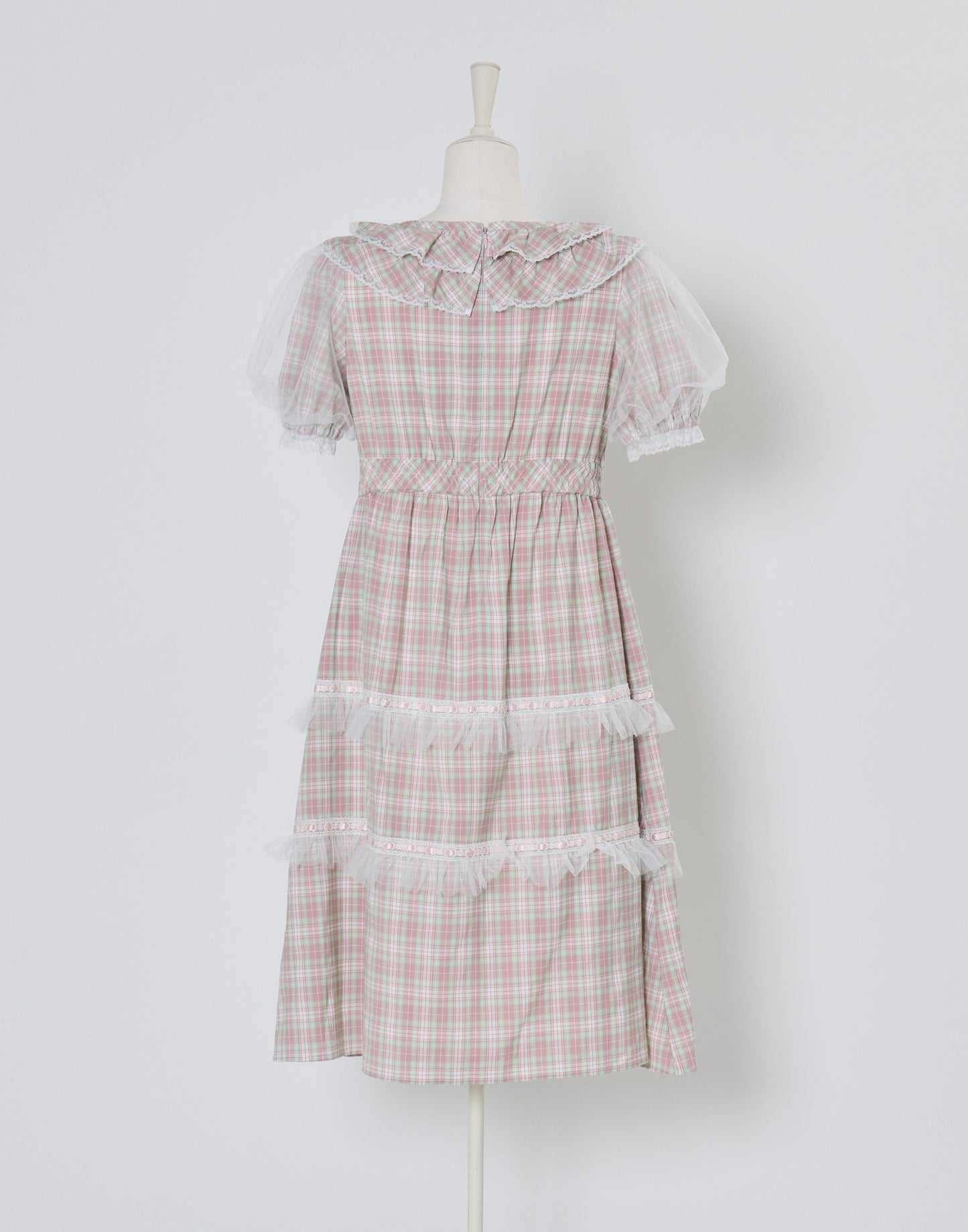 Lolime check puff sleeve dress