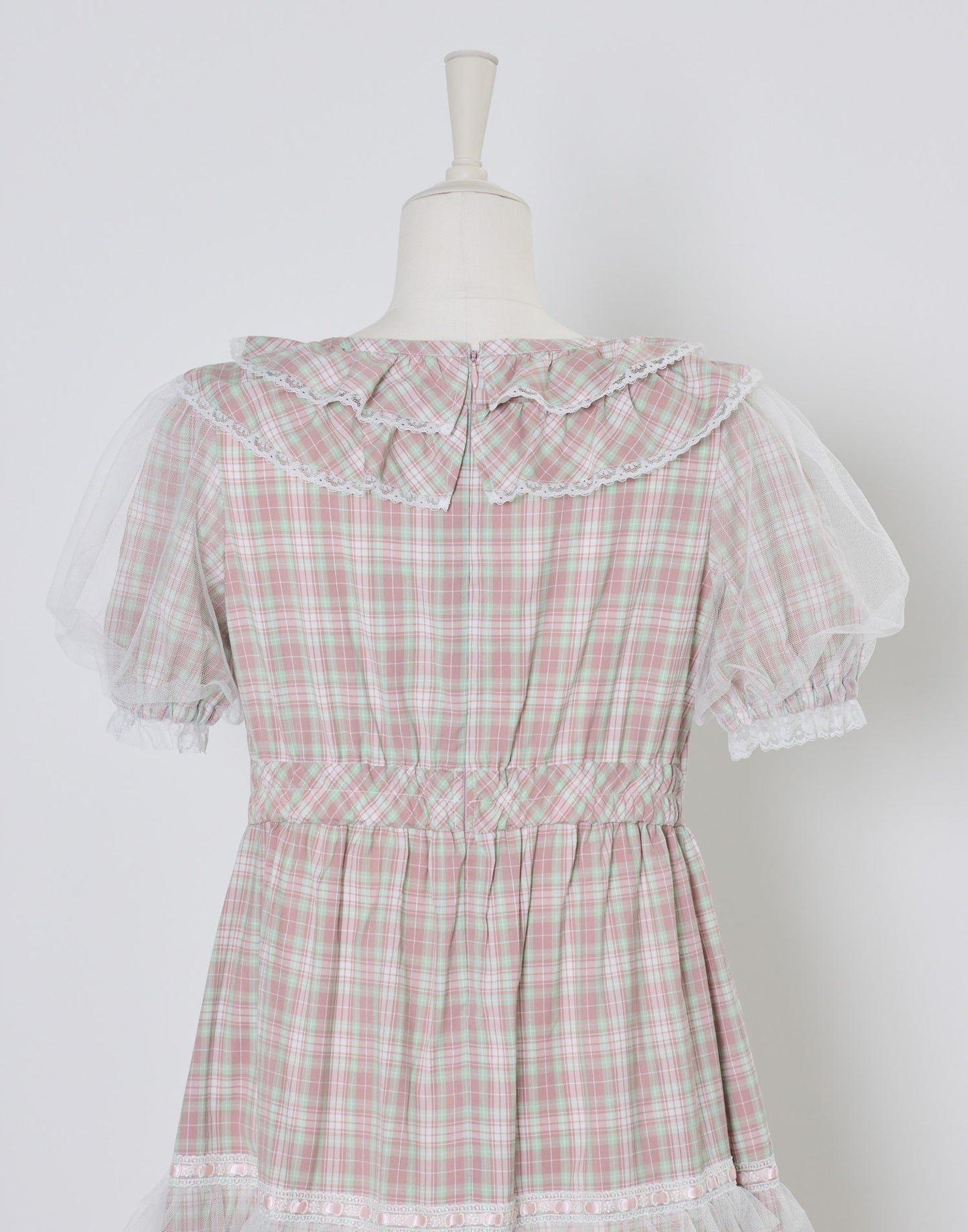 Lolime check puff sleeve dress