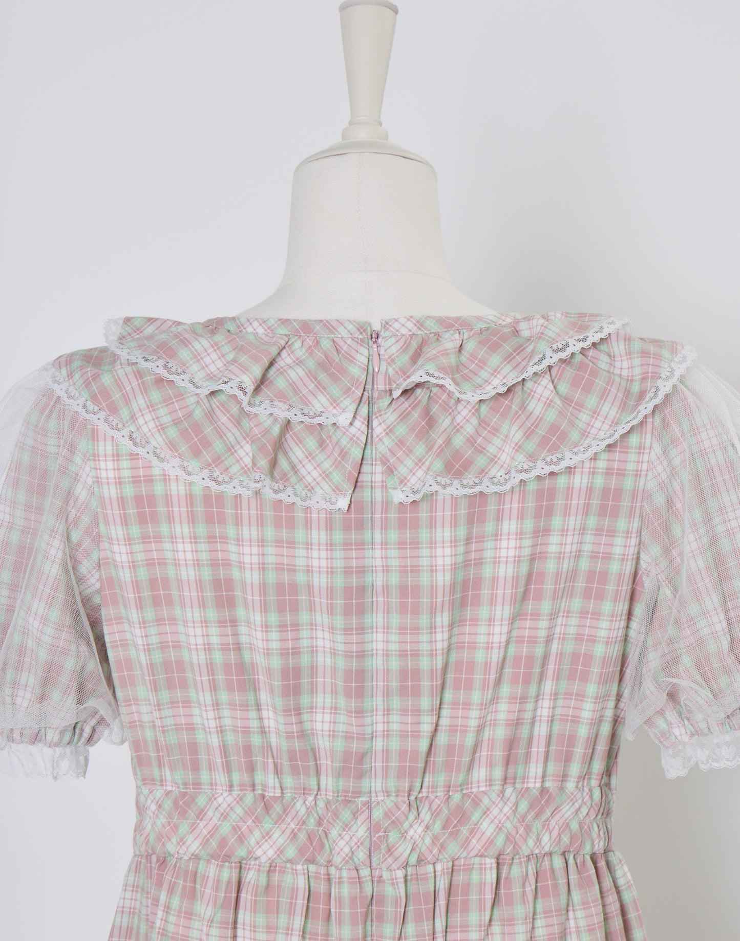 Lolime check puff sleeve dress